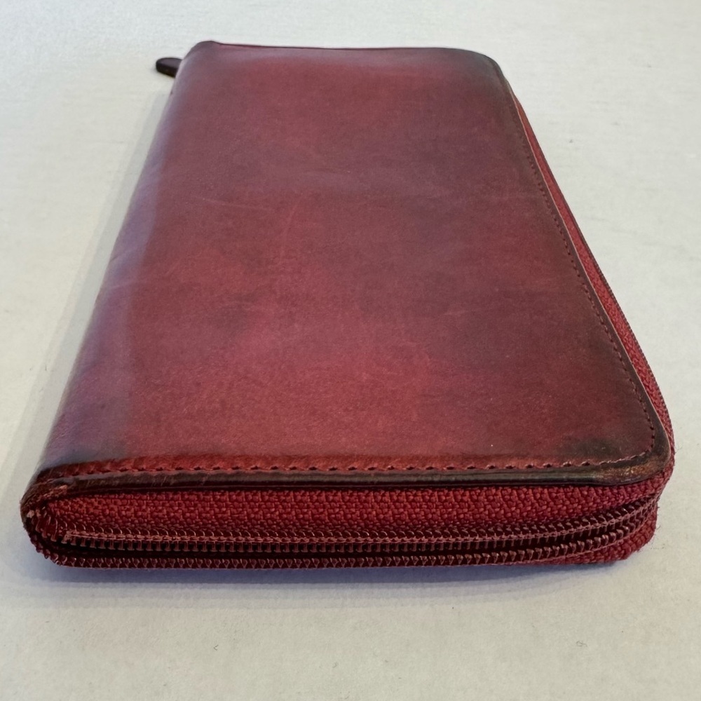 Vintage Coach Wallet Burgundy Leather Card Bill Coin Zip Around Accordion VTG - Picture 3 of 16